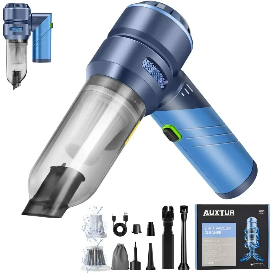 

HL121 Автомобильный пылесос с портативной и складной конструкцией для чистки салона автомобиля. 17000PA. Сильное всасывание и двойное помещение.