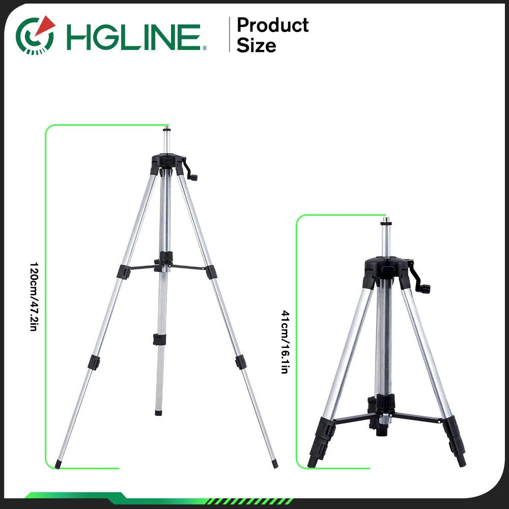 HGLINE 1.2M 1.5M Laser Level Tripod Stretchable Tripod Suitable for 5/8 Inch Laser Level Aluminum Tripod with Lifting Rocker