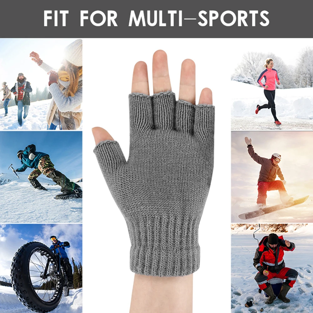 Gants chauffants électriques rechargeables sans doigts pour hommes et femmes, mitaines métropolitaines, chauffe-mains, accessoires de cyclisme, 1 paire