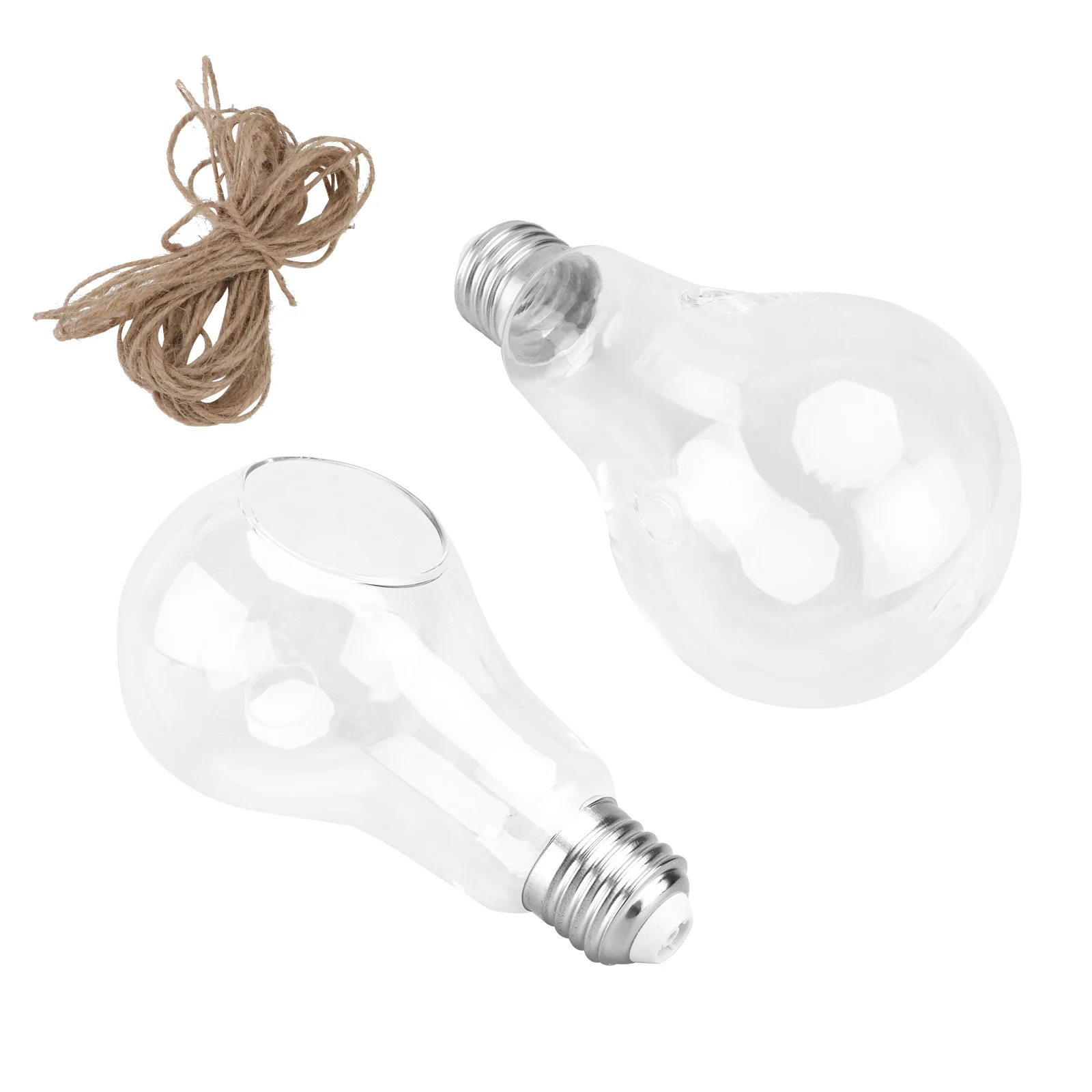 

2Pcs Succulent Vase Lightbulb Shape Glass Hydroponic Hanging Flower Arrangement Home Decor Creative Terrarium Container Ornament