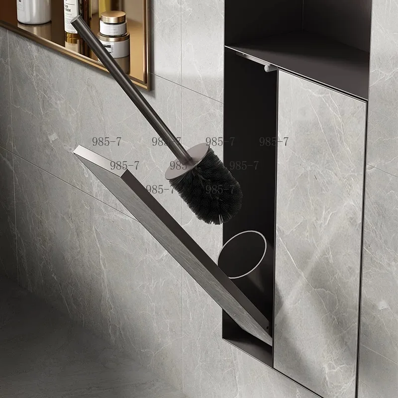 Niche toilet brush embedded silicone brush into wall hidden model  Bathroom toilet side stainless steel