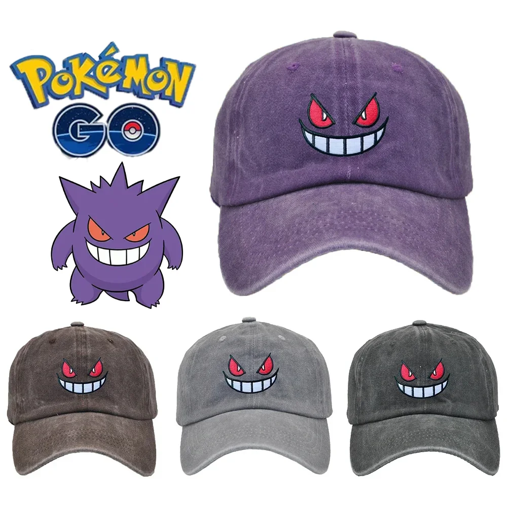

Anime Pokemon Gengar Cartoon Cap Unisex Solid Color Summer Adjustable Baseball Caps Unisex Trucker Hat Sunhat Girls Gifts