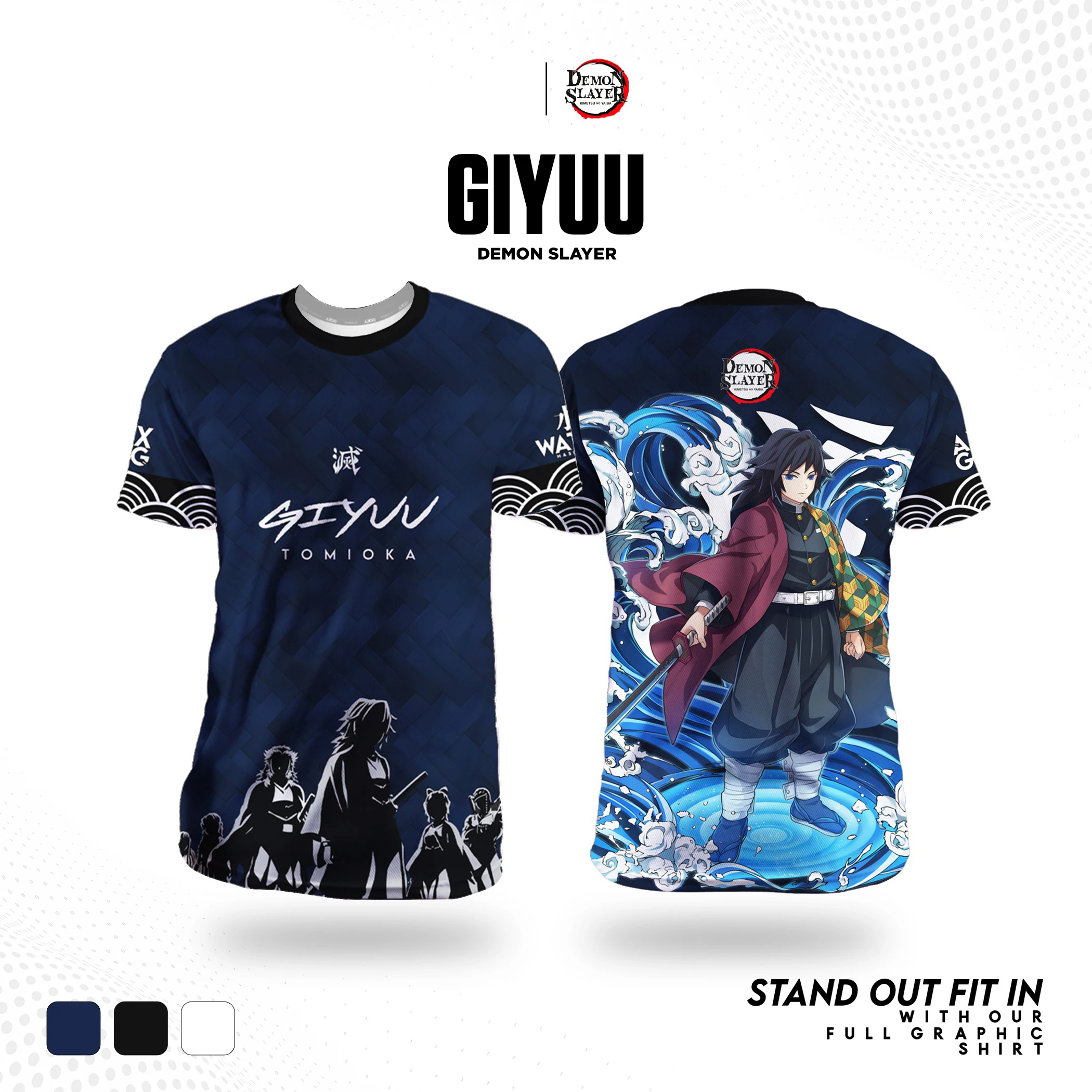 Bandai Demon Slayer périphérie neuf membres Hashira imprimé Anime adultes enfants T-Shirts sans décoloration été séchage rapide confortable léger