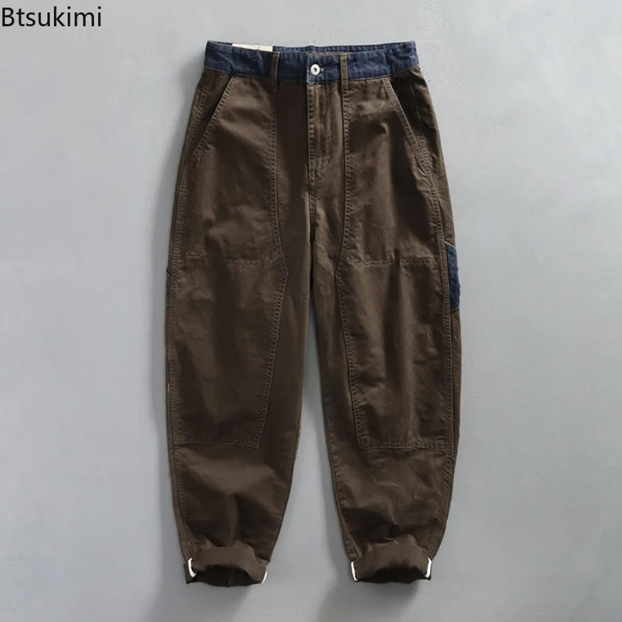 Trendy Versatile Cargo Pants Spring Autumn Men's Retro Baggy Trousers Fashion Streetwear 100% Cotton Straight Casual Pants Male