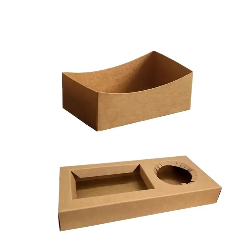 10 Pcs For Hamburger Snack Juice Beverage Tray Kraft Paper Picnic Spring Outing Food Box Commercial Pack
