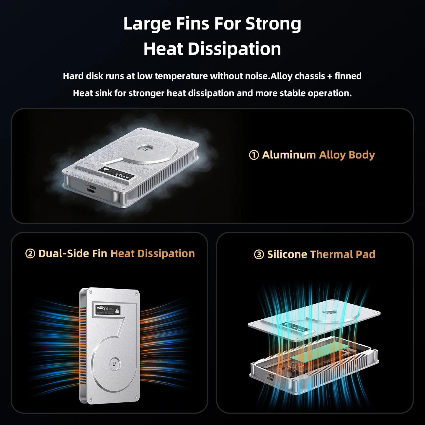 Wokyis 80Gbps M.2 NVMe SSD Enclosure Compatible with Thunderbolt 5/4/3/USB4 External SSD Up to 8TB for Macbook Pro