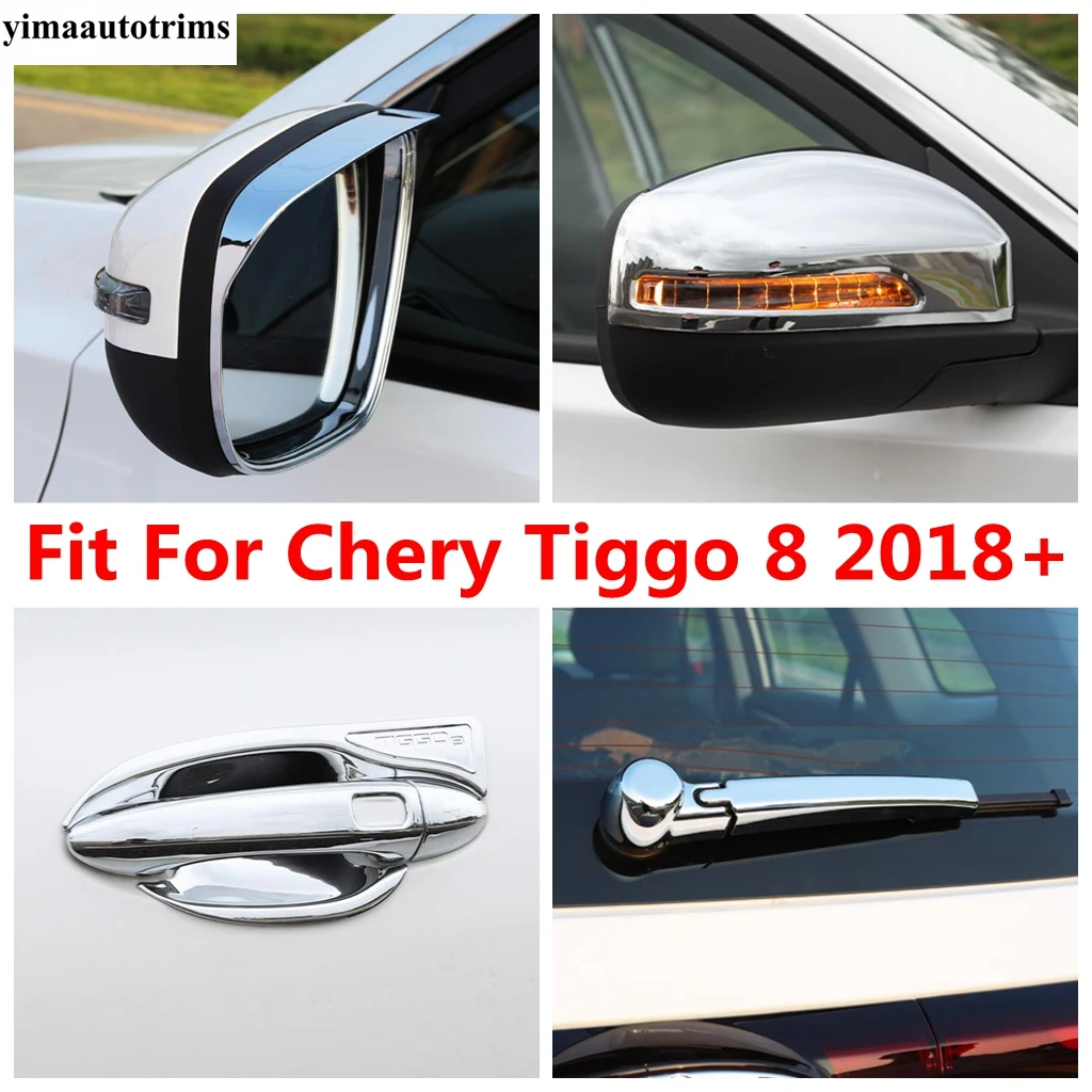 

Rearview Mirror Rain Eyebrow / Window Wiper / Door Handle Bowl Cover Trim For Chery Tiggo 8 2018 - 2022 ABS Chrome Accessories