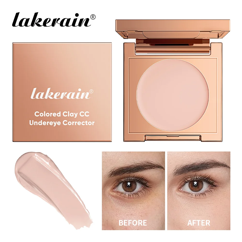 Lakerain corretivo de correção de cor intermediária, à prova d'água, hidrata a pele brilhante, textura de argila fina, cobre rapidamente, olheiras