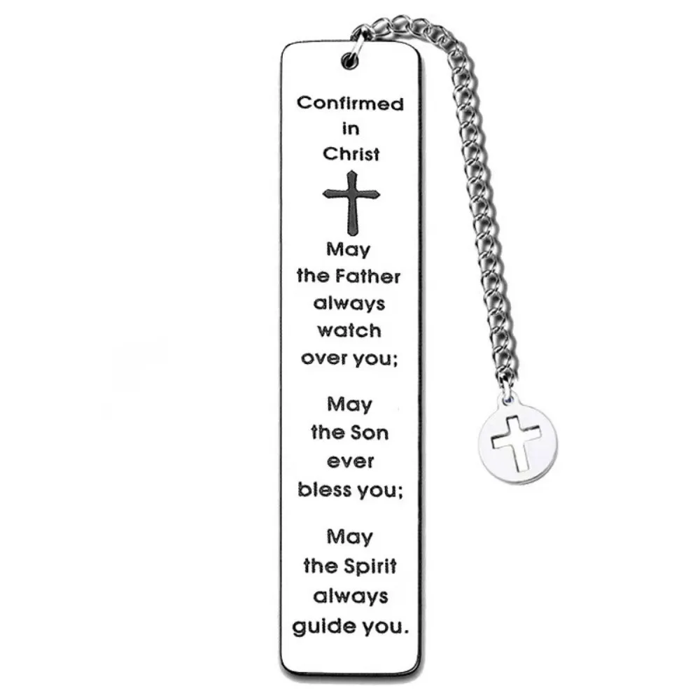 Encouragement Gratitude Inspired Bookmark for Book Lover Gifts Stainless Steel Book Mark Cross Pendant Reading Supplies Gifts