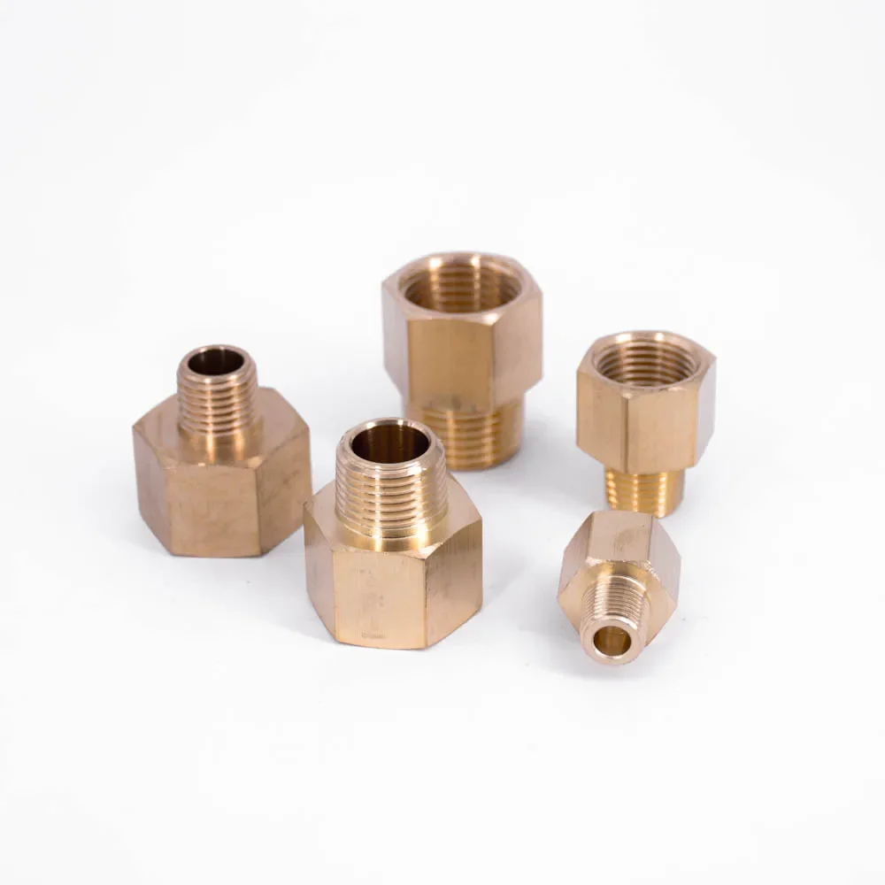 1/8" 1/4" 3/8" 1/2" NPT Female Male Hex Reducer Reducing Bushing Brass Pipe Fitting Connector Coupler Adapter for Pressure Gauge