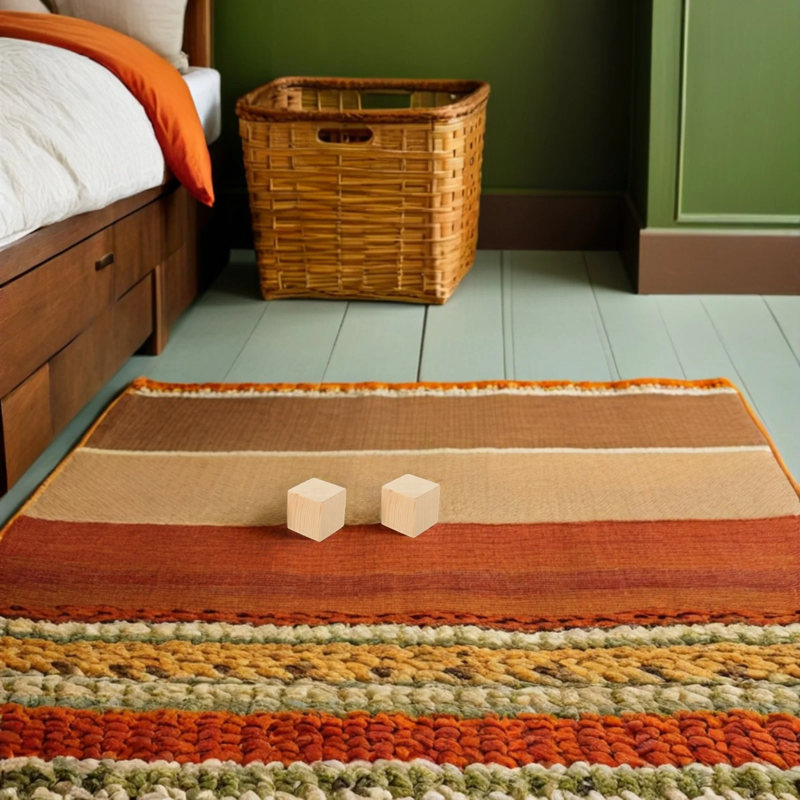 

6Pcs Wooden Furniture Risers Natural Hardwood Riser Blocks for Bed Frame Couch Desk Elevated Storage Solution Non-Slip Design