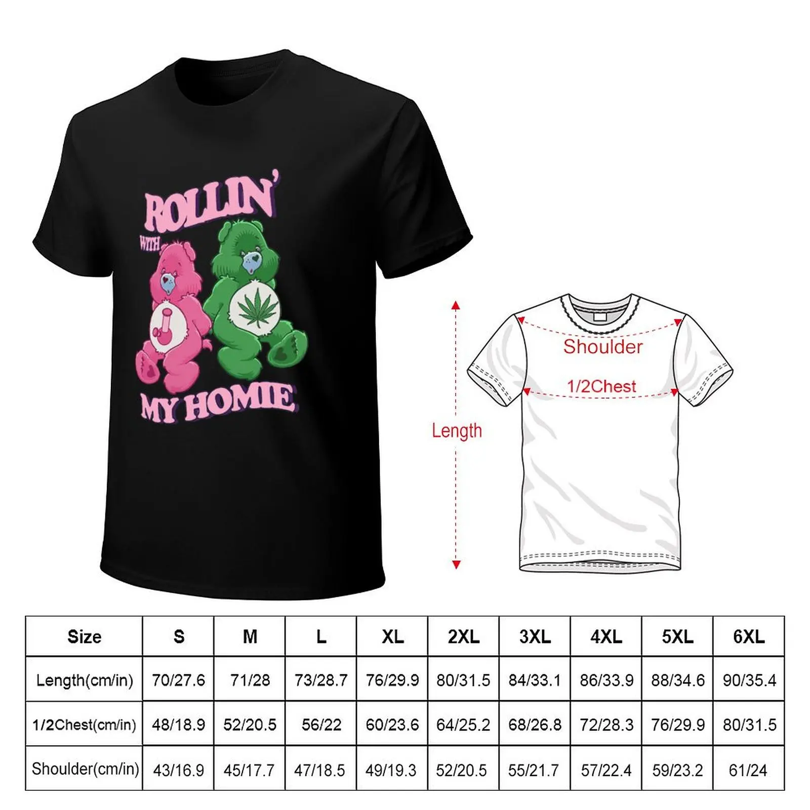 Bear Rollin with my homie T-Shirt korean fashion for a boy plus sizes mens white t shirts