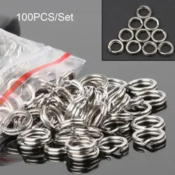 100PCS Hot Durable High Quality Swivel Snap Stainless Steel Fish Connector Fishing Split Rings