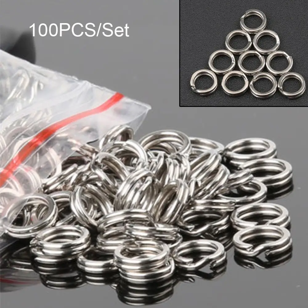 100PCS Hot Durable High Quality Swivel Snap Stainless Steel Fish Connector Fishing Split Rings