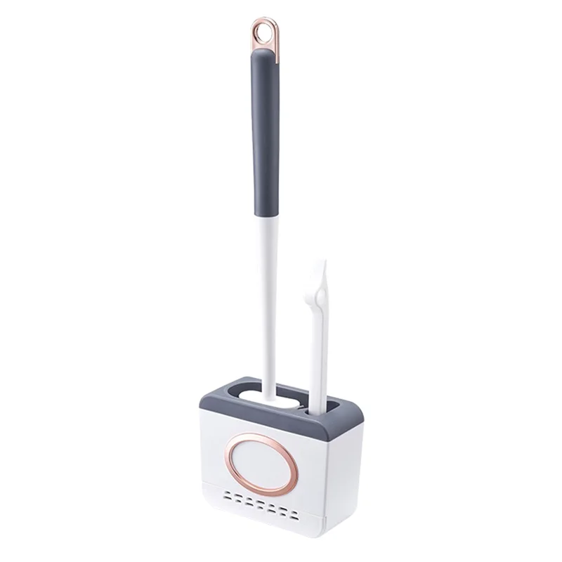 

N08R Набор щеток для унитаза и держателей, Щетка для унитаза с чистящей щеткой, Силиконовая щетка для чистки унитаза Темно-серая Легко в использовании