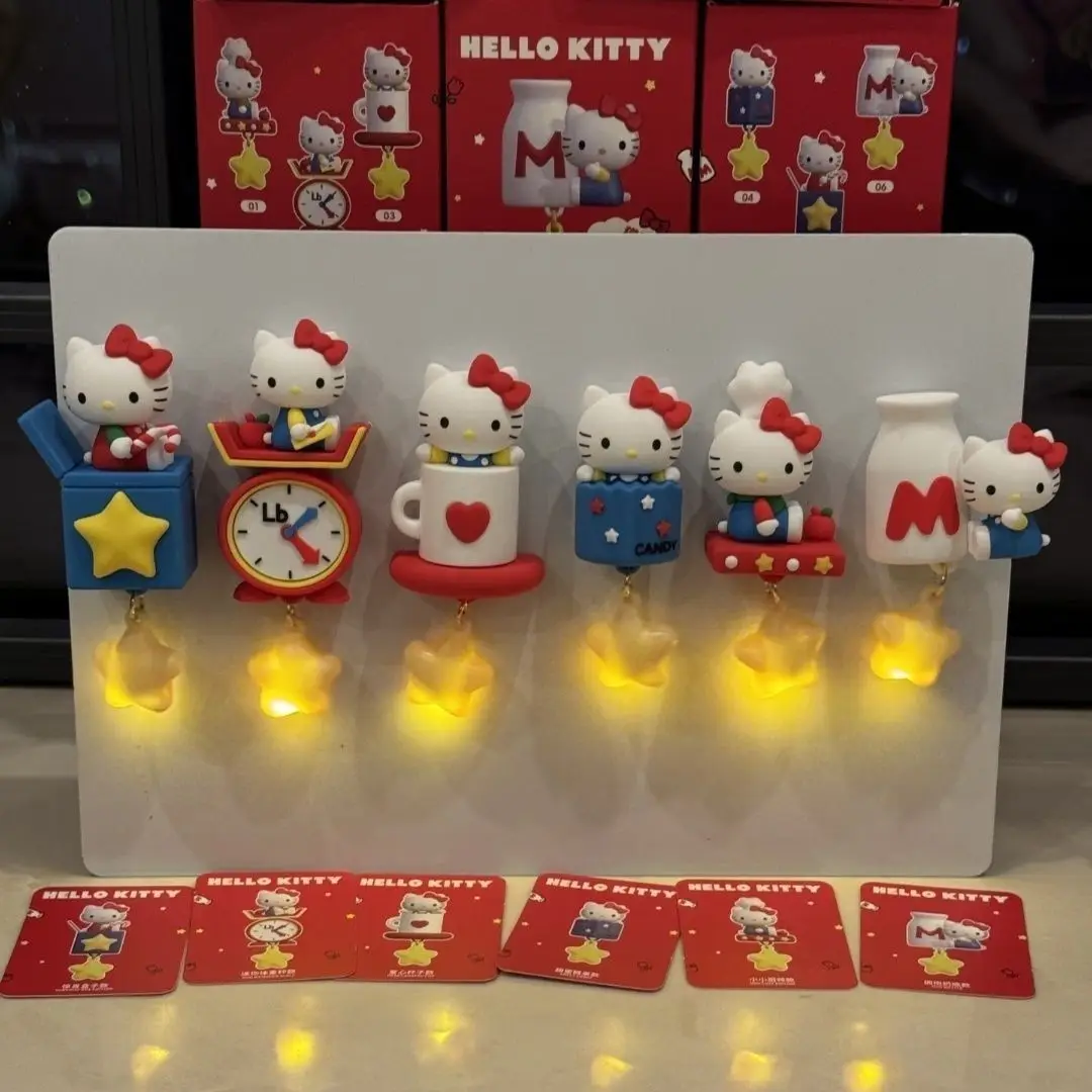 En Stock, Imán para Refrigerador de la Serie Retro de Restaurante Hello Kitty de Sanrio, con Diseño de Estrella Brillante, Artículo Coleccionable de Sanrio Hello Kitty para Año Nuevo