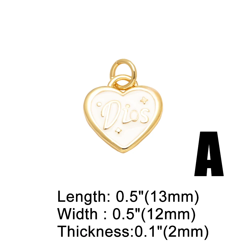 OCESRIO Enamel Heart Charms for Bracelet Copper Crystal Airplane Cross Keychain Purse Charm Jewelry Making Supplies chma504 view 5