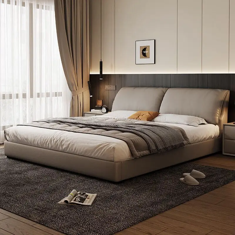 

European Design Leather Bed Double Children Safe Girls Modern Bedroom Bed Multifunctional Letto Matrimoniale Unique Furniture