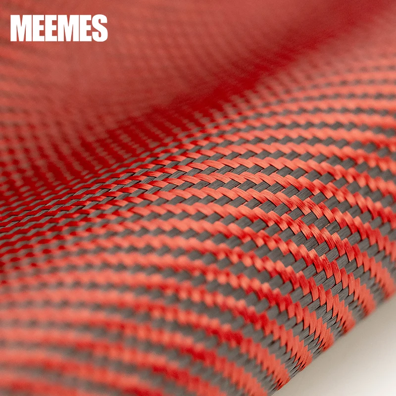 Plain Weave Carbon Fiber Fabric, Jacquard Lotes Use for DIY, 3K, Red Kevlar and Carbon Fiber Cloth