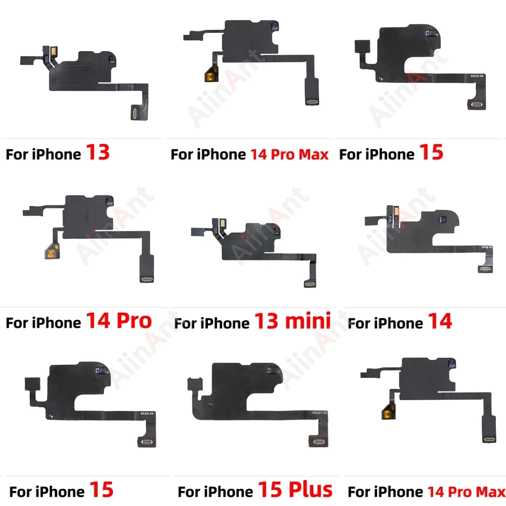 AiinAnt Phone Top Sound Ear Earpiece Speaker Proximity Light Sensor Flex Cable For iPhone 12 13 14 15 Pro Max Plus