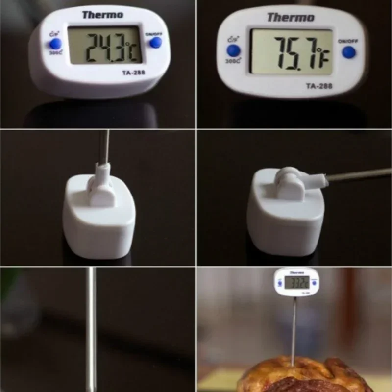 1 Pc Portable Home Kitchen Electronic Thermometer Stainless Steel Insert Food Liquid Water Oil Food Thermometer