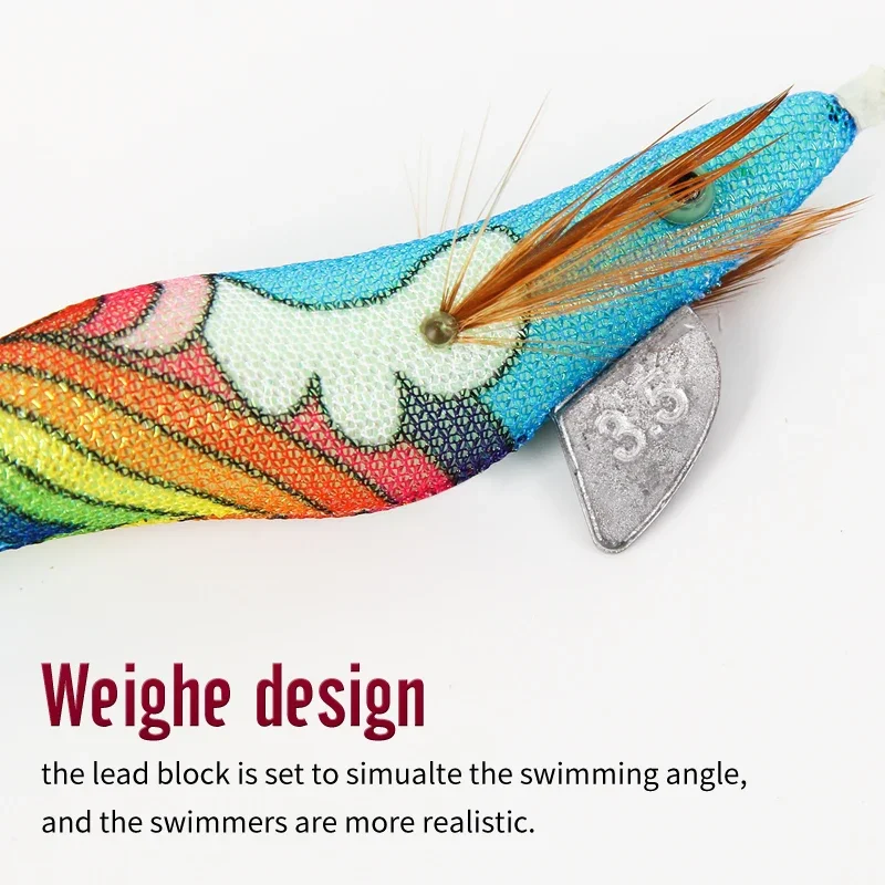طعوم صيد جمبري من خشب التوبلين ، رقصة حبار مضيئة بخطاف ، ثقالة رصاص ، عيون ثلاثية الأبعاد ، أخطبوط ، طعوم حبار ، مسار ، * g