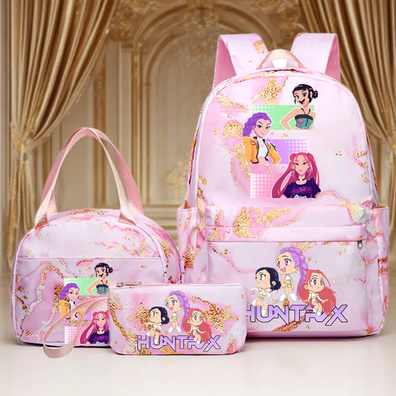 

3Pcs/set Kpop Demon Hunters Backpack for Girl Boy Student Teenager Children Rucksack Kids Birthday Gift Women Casual School Bag