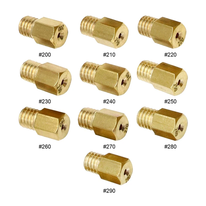 10Pcs Metal Copper Carburetor Main Injector Nozzle for MIKUNI VM/TM/TMX Carbs Main Jet #220 #230 #240 #250 #260 #270 #280 #290