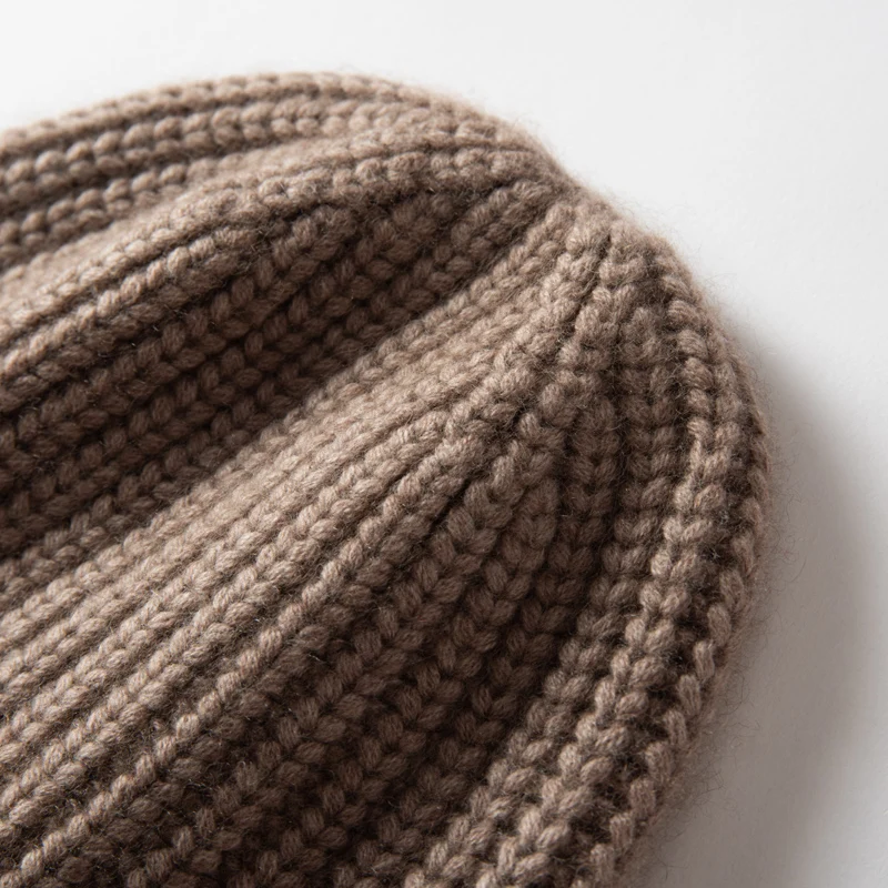 DjzDsm Fashion 100% Cashmere Women's Bean Hat Winter Thick Solid Color Outdoor Leisure Warm Soft Knitted Men's brimless Hat