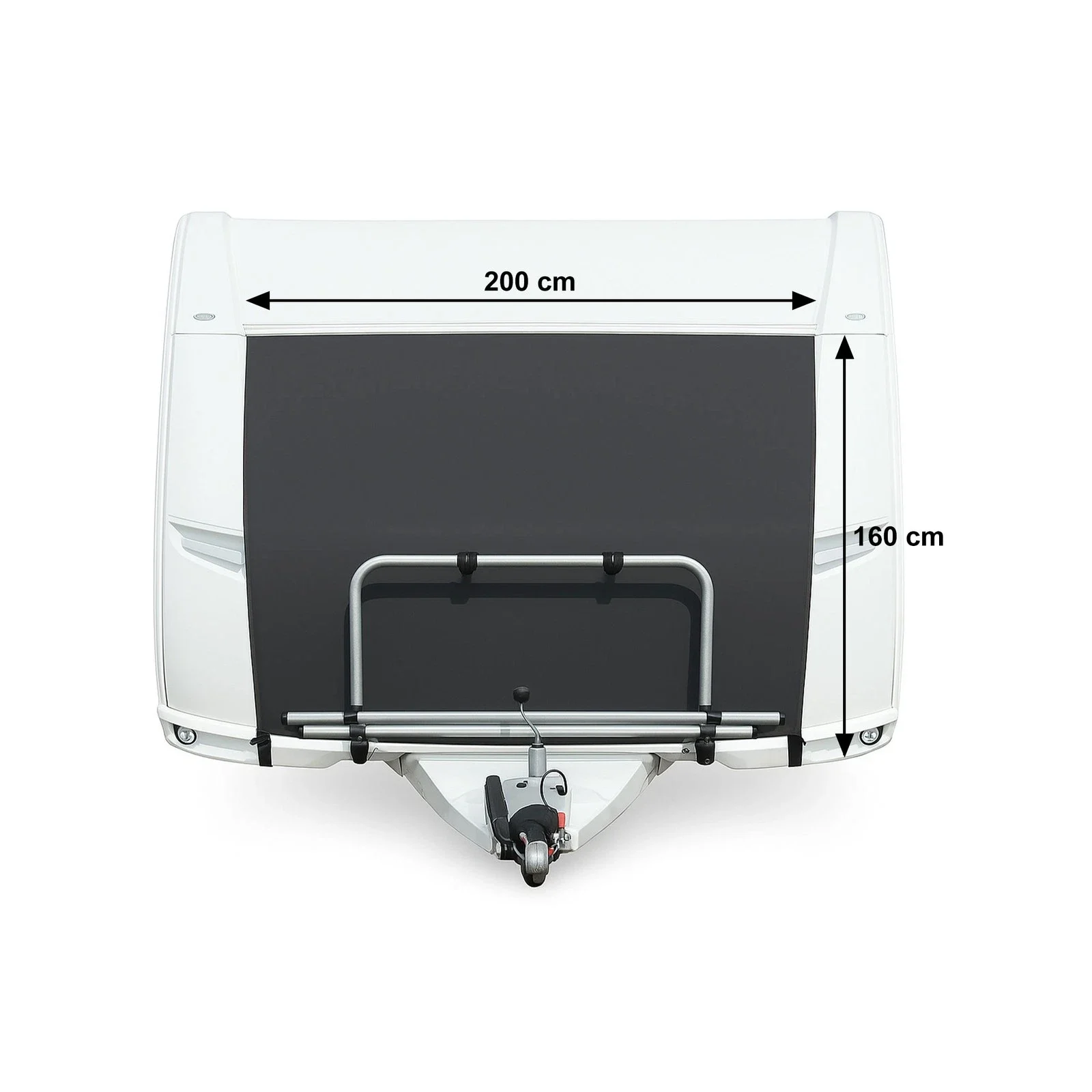 1PCS Caravan Front Towing Cover 200x160CM Black Weatherproof Fastening With Keder Piping & Hooks Bug Protection Cover