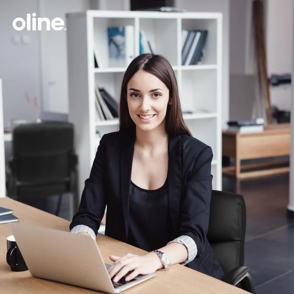 

Leather Guest Chair with Padded Arms, Reception Meeting Conference Waiting Room Lobby Home Desk Big and Tall Executive Office C