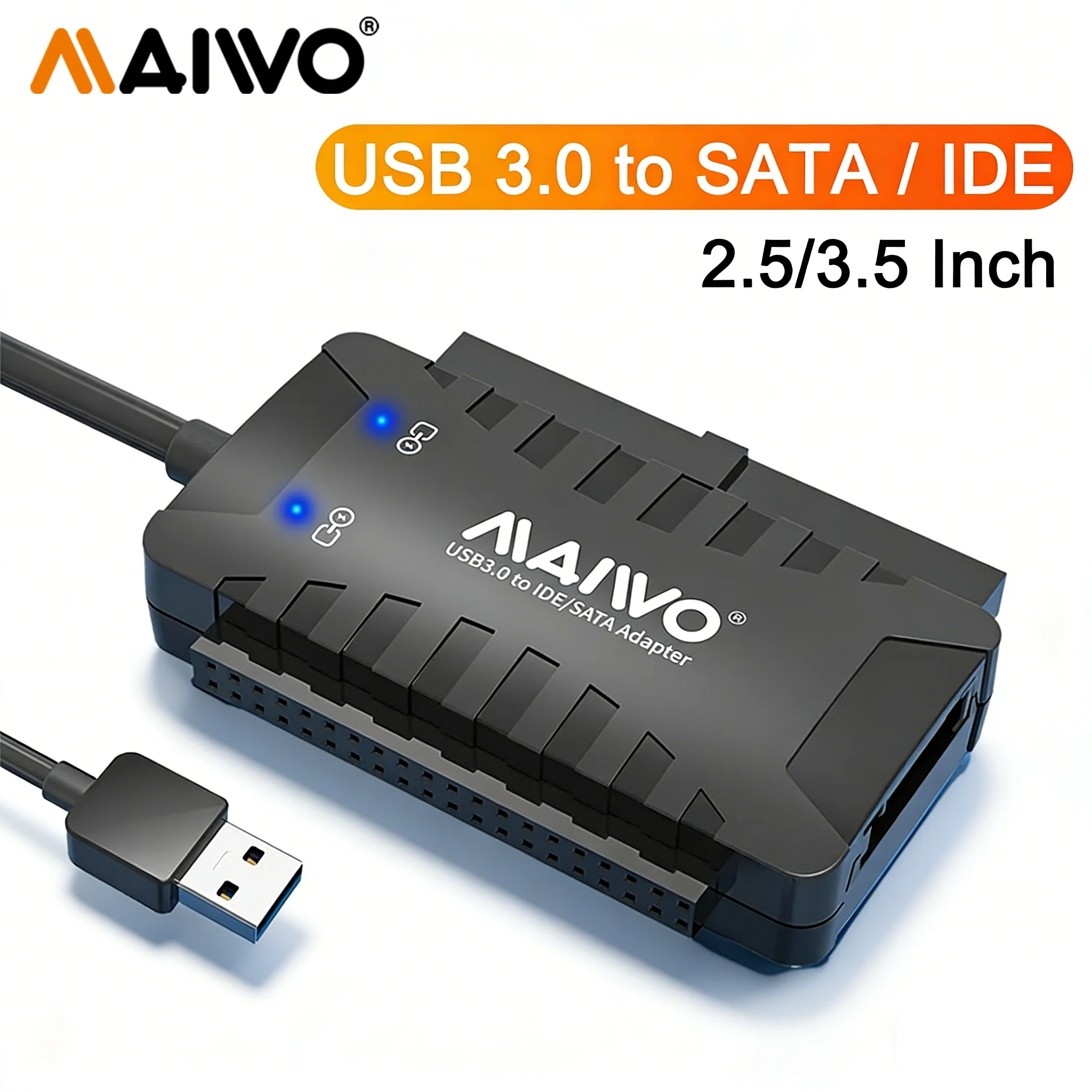 

MAIWO USB 3.0 to SATA IDE Hard Disk Adapter Converter Cable Portable for 2.5/3.5" External Hard Drive 3-in-1 IDE SATA Adapter