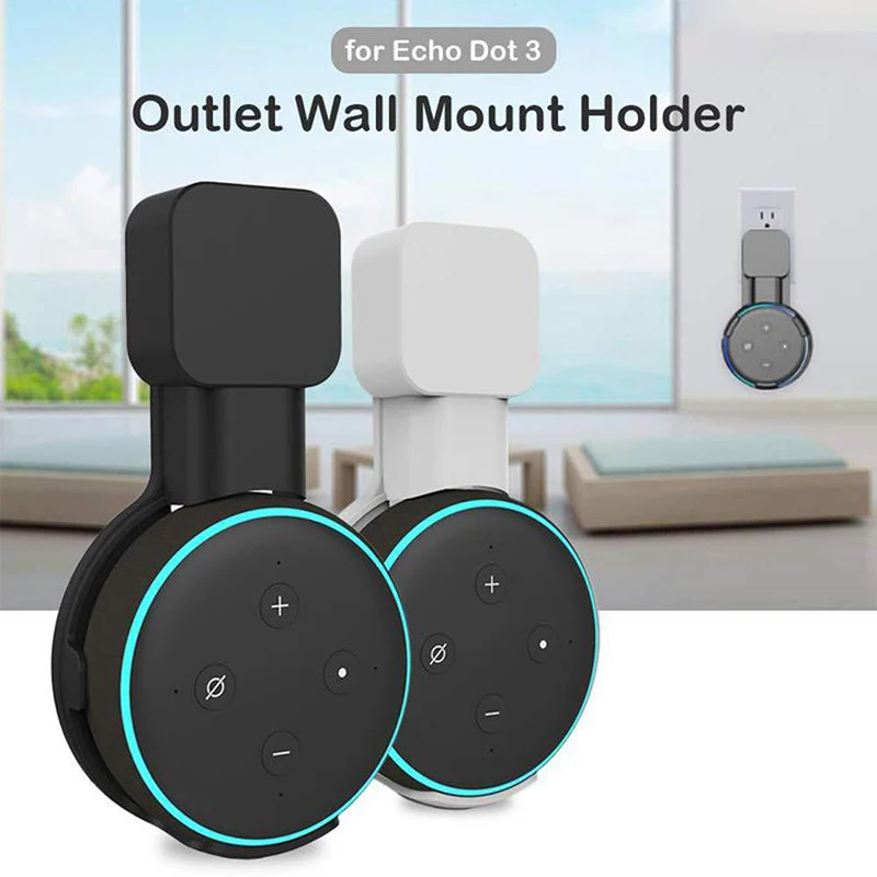 Echo Dot Wall Mount Holder, Cord Management Bracket for Alexa Echo Dot 3rd Generation Speaker (EU US Plug)