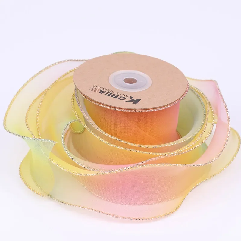 2" 50mm Colorful Organza Ribbon DIY Bow Hair Accessories Make Materials Flower Gift Packing Handmade Tape Crafts 10 Yards image 4