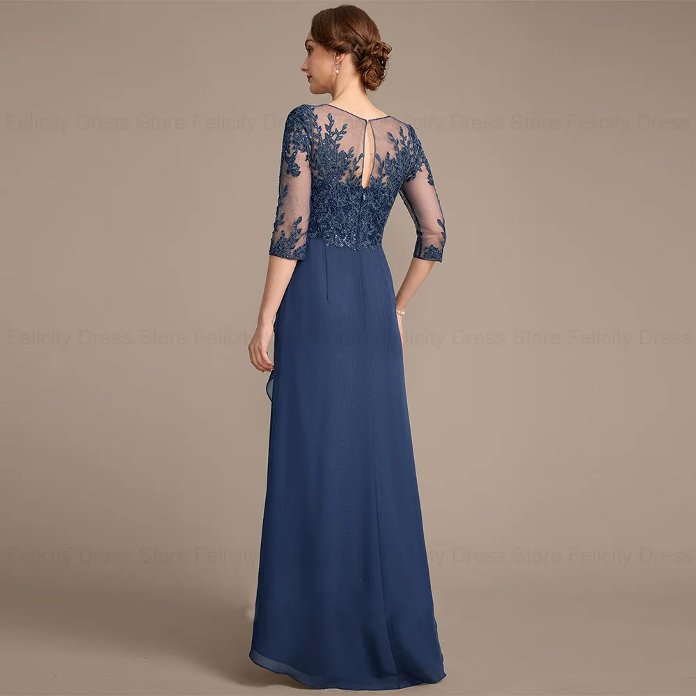 FELICITY-Vestido largo de gasa para madre de la novia, traje elegante de corte en A con volantes y lentejuelas, para fiesta de invitados de boda,