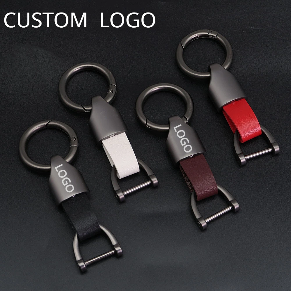 Customized Logo Vintage Leather Metal Keychain Laser Engrave Retro Keyring for Men and Women Personalize Pu Key Chain Ring Gift