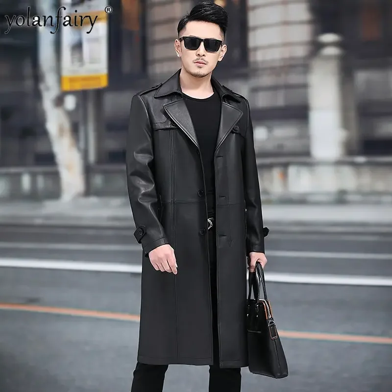 2022 Genuine Leather Jacket Men Coat Men’s Clothing Super Long Sheepskin Windbreaker Plus Size Leather Coats Man Trend Abrigos F