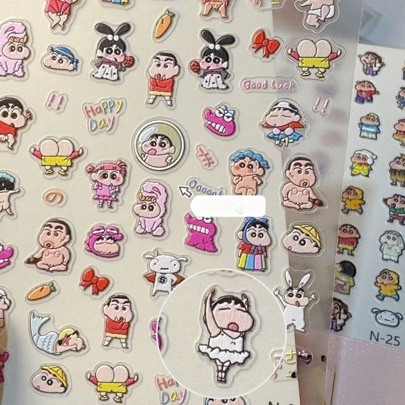 

10PCS Hot Shinchan Series Manicure Sticker Cute Cartoon Character Creative Relief Stereo Water Cup Mobile Phone Sticker