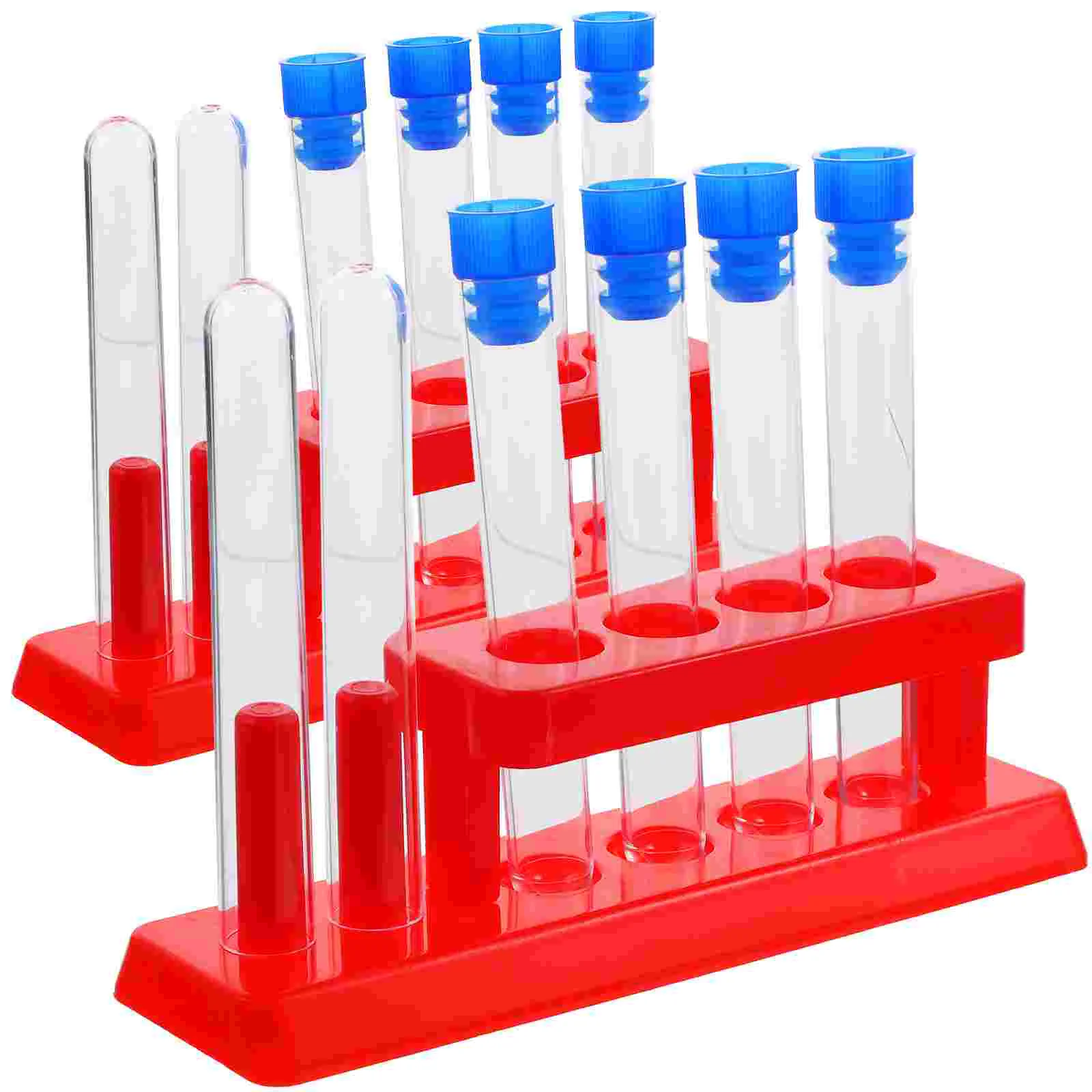 실험실 테스트 튜브 바이알 액체 튜브, 보관 랙 포함, 수동 과학 화학 실험 교육 장비 