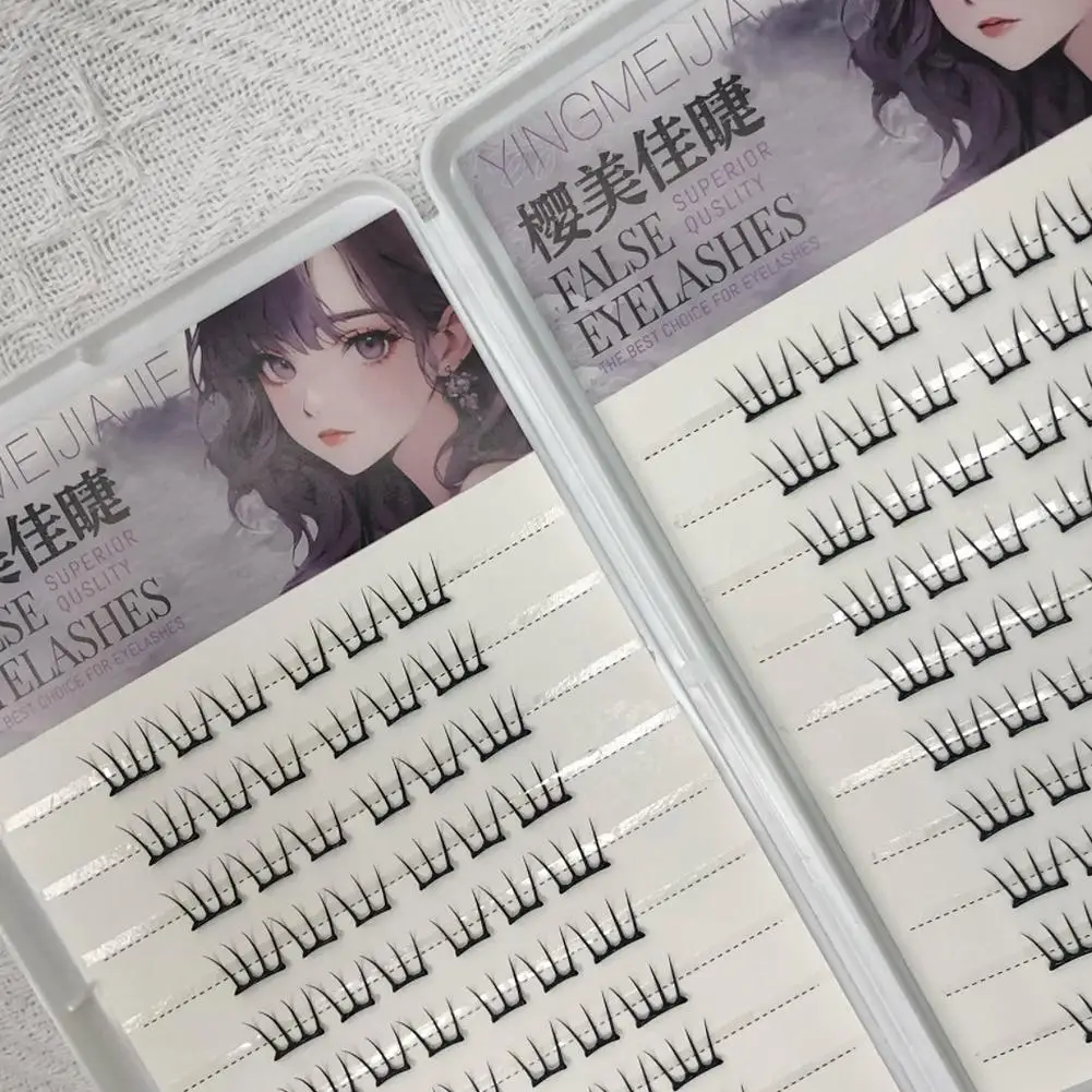 Selbstklebende segmentierte Comic-Falsche Wimpern, kein Kleber erforderlich, einzelne Wimpern, Cluster, natürliche koreanische Idol-Manga-Wimpernverlängerung