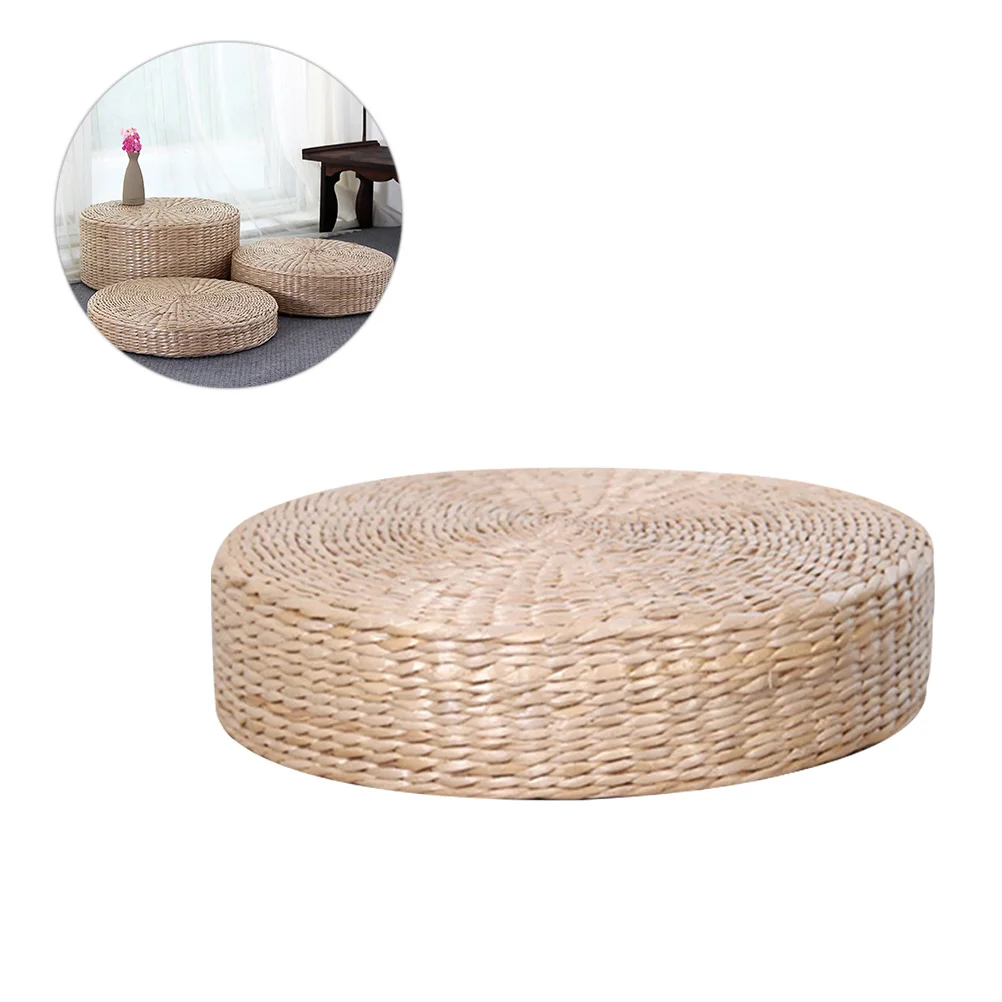 Round Pillows Seat Cushion Tatami Straw Weaving Wooden Hand-woven Bay Meditation