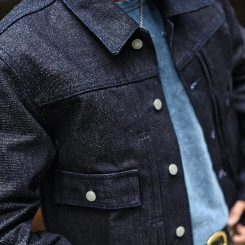 Sauce Zhan 530XX  Jean Jacket Men Colored Cotton and Linen Men Jacket Selvedge Denim Jacket Vintage 16.5 Oz