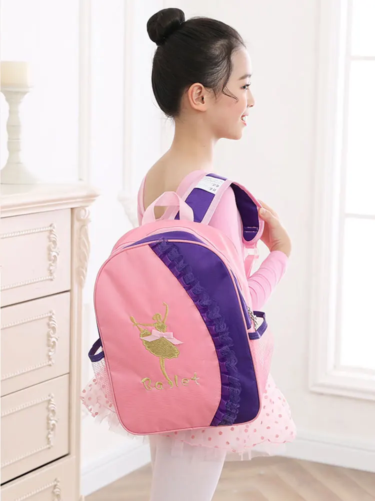 Pink Purple Kid Ballet Dance Bags for Kids Child Latin Bag Children Ballet Dance Bag Girl Ballerina School Backpack for Girls