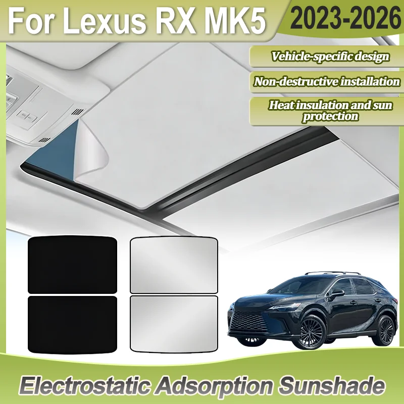 For Lexus RX 350h 500h ALA10 Accessories 2023~2026 Electrostatic Adsorption Car Sunroof Sunshade Static Cling Panoramic Screen