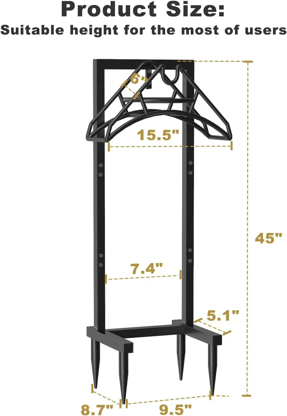 屋外ガーデンホースホルダー、自立式、4つのスパイク付き、頑丈な金属製ウォーターホースリールスタンドハンガーラックオーガナイザー、収納可能
