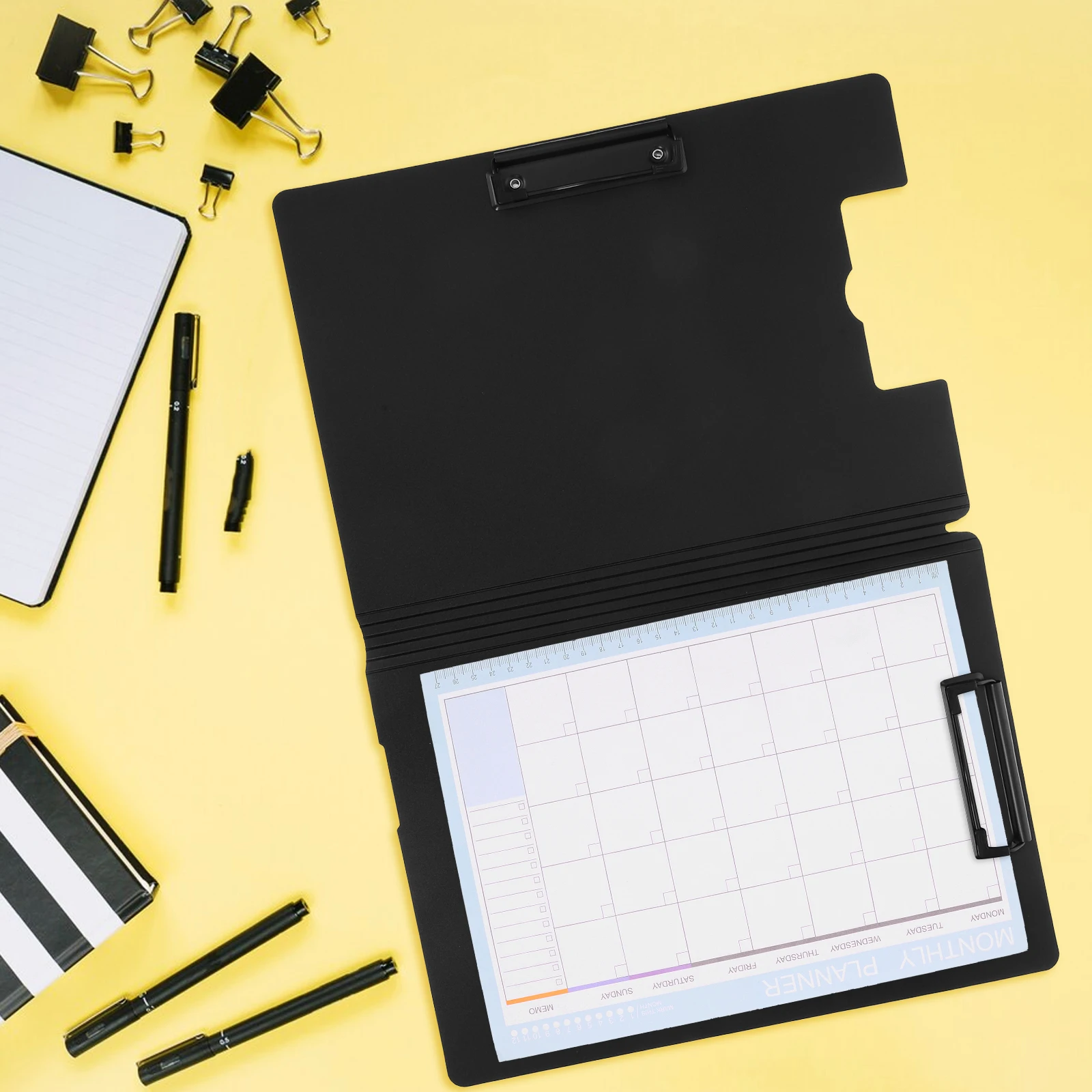 

6pcs Document Holder File Folders Horizontal Metal Clips A4 Office Use Portable Folder Board Storage