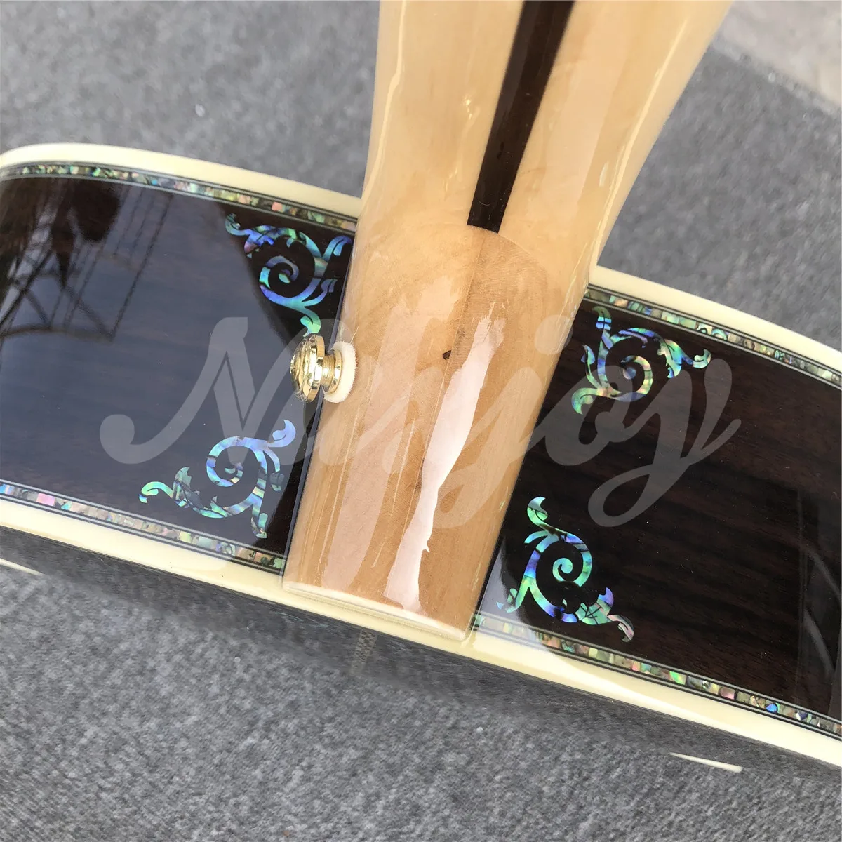 Custom 43 Inches Rosewood Body Acoustic Guitar Real Abalone Flowers Inlays Ebony Fingerboard Guitarra