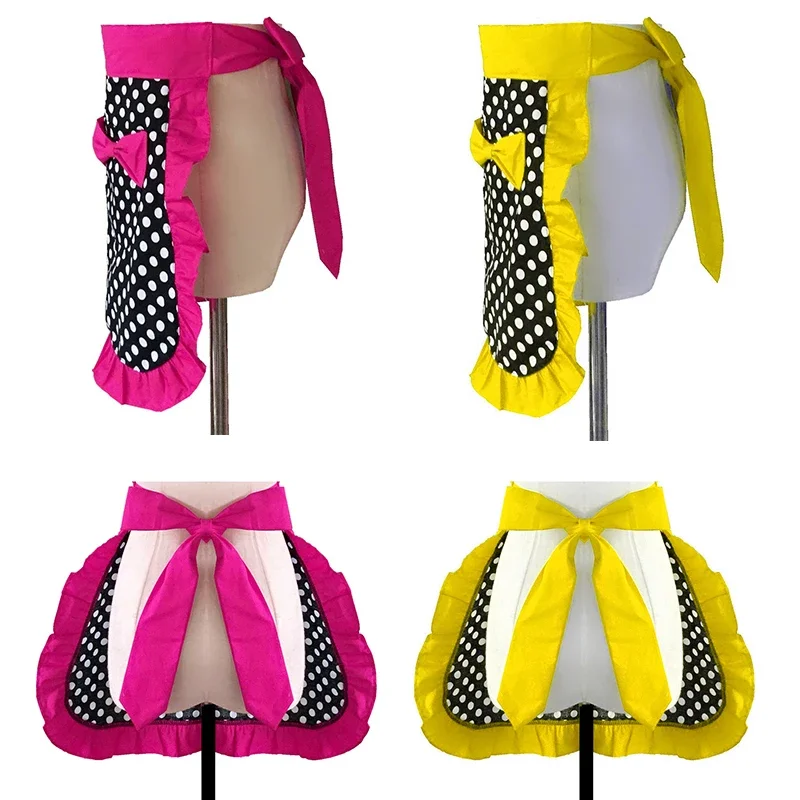 Apron Housekeeping Half-length Tools Polka Princess Dots Women Bowknot For Cooking Restaurant Cleaning Work Aprons Cute Lace-up