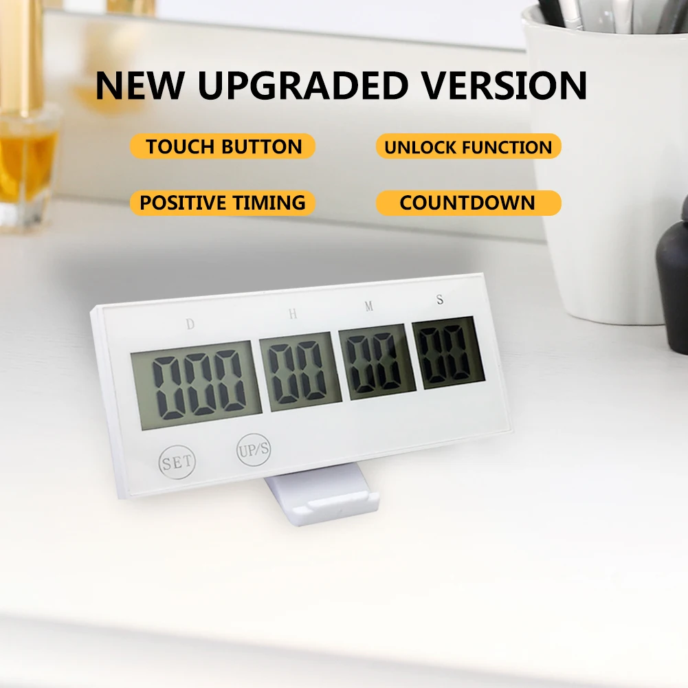 999 Days Count Down Timer Touch Screen Keys Electronic Digital Cooking Timer Lightweight Durable Reusable for Home Learning Work