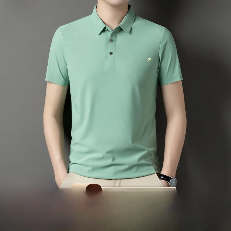 

Мужская летняя футболка Pierre Cardin из ледяного шелка, быстросохнущая, повседневная, деловая, цветная, для повседневной носки